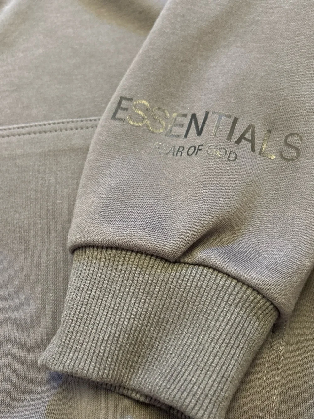 Essentials Fear of God Hoodie in Charcoal Gray with Reflective Black Logo